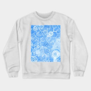 Techno 3 Monotype Ghost Print in Blue Crewneck Sweatshirt